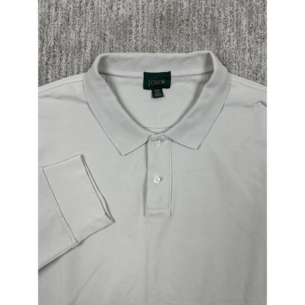 J Crew Oarsman Long Sleeve Polo Shirt Beige Cotton Mens XXLT Preppy Grandpa